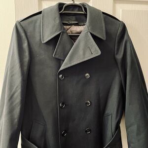 VTG Freed & Freed S Tall Coat All Weather Double Breasted Green Canada Army 7336